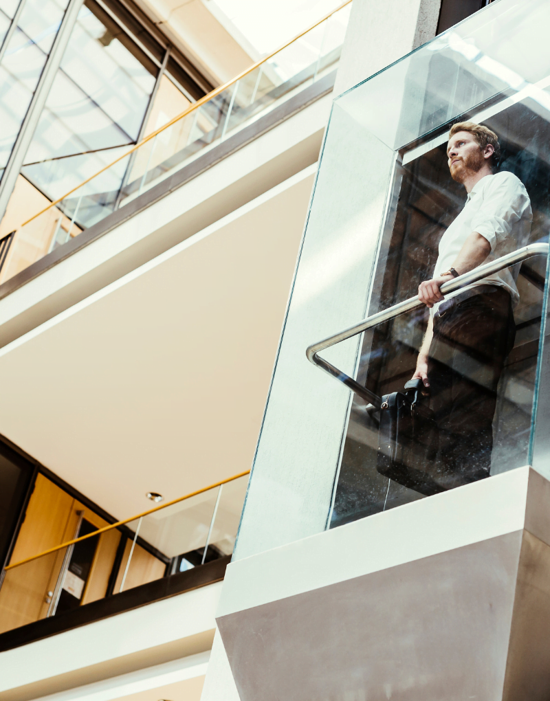 Man Inside Building Elevator Man inside building elevator